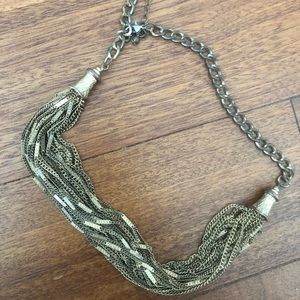 Rustic gold multi chain necklace